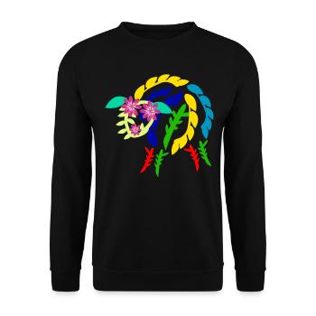 Schaf aus Blumen Schafe - Unisex Pullover - Schwarz - Vorne - Alina (178cm) & Michal (187cm)