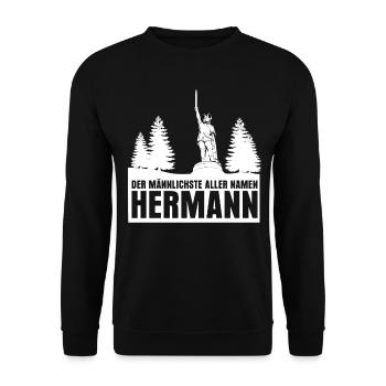 Hermannsdenkmal Witz Detmold Lippe - Unisex Pullover - Schwarz - Vorne - Alina (178cm) & Michal (187cm)