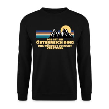 Österreich Spruch Österreicher - Unisex Pullover - Schwarz - Vorne - Alina (178cm) & Michal (187cm)