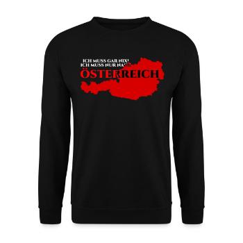 Österreich Urlaub Spruch Österreicher - Unisex Pullover - Schwarz - Vorne - Alina (178cm) & Michal (187cm)