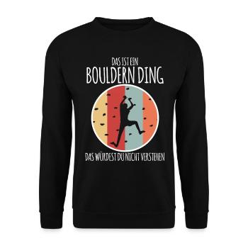 Bouldern Retro Klettern - Unisex Pullover - Schwarz - Vorne - Alina (178cm) & Michal (187cm)