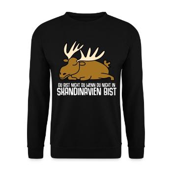Skandinavien Elch - Unisex Pullover - Schwarz - Vorne - Alina (178cm) & Michal (187cm)