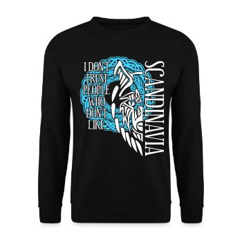 Skandinavien Wikinger Wolf - Unisex Pullover - Schwarz - Vorne - Alina (178cm) & Michal (187cm)