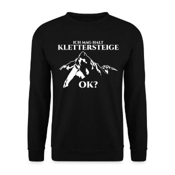 Klettersteig Wandern Bergwandern Berge - Unisex Pullover - Schwarz - Vorne - Alina (178cm) & Michal (187cm)