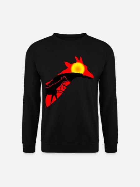 Giraffe im Sonnenuntergang Giraffen - Unisex Pullover - Schwarz
