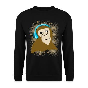 Monkey listens to music monkey - Unisex Sweatshirt - black - Front - Alina (178cm) & Michal (187cm)