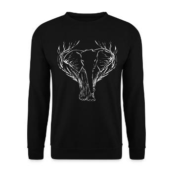 Elefant Baum Elefanten - Unisex Pullover - Schwarz - Vorne - Alina (178cm) & Michal (187cm)