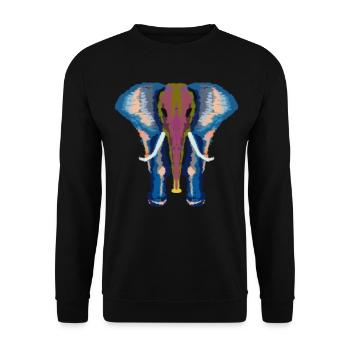 bunter Elefant - Unisex Pullover - Schwarz - Vorne - Alina (178cm) & Michal (187cm)