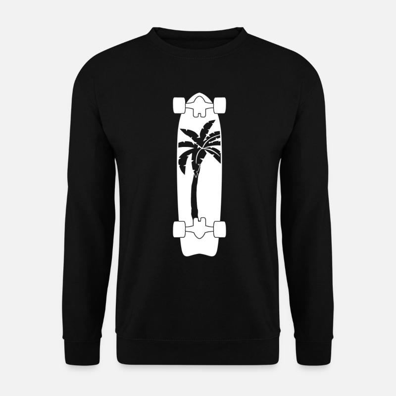 Longboard with palm tree longboarder - Unisex Sweatshirt - black