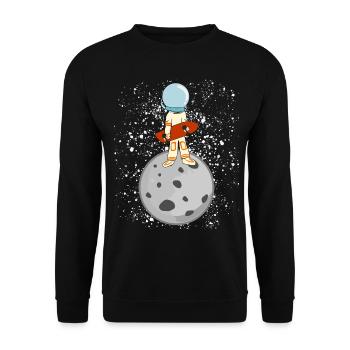 Longboarder Mond Astronaut Longboard - Unisex Pullover - Schwarz - Vorne - Alina (178cm) & Michal (187cm)