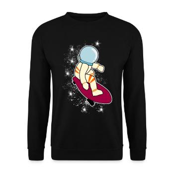 Longboarder Astronaut Longboard - Unisex Pullover - Schwarz - Vorne - Alina (178cm) & Michal (187cm)