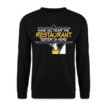 Restaurant Restauranttester Essen - Unisex Pullover - Schwarz - Vorne - Alina (178cm) & Michal (187cm)
