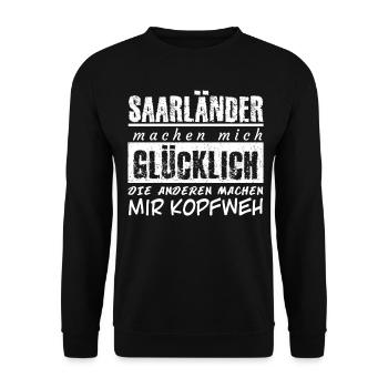 Saarländer Spruch Saarland - Unisex Pullover - Schwarz - Vorne - Alina (178cm) & Michal (187cm)