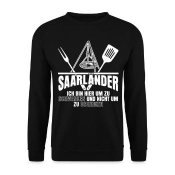 Schwenken Saarland Grillen Saarländer - Unisex Pullover - Schwarz - Vorne - Alina (178cm) & Michal (187cm)