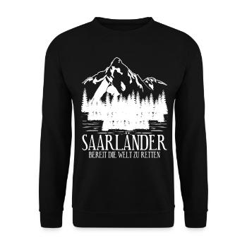 Saarland Wandern Saarländer - Unisex Pullover - Schwarz - Vorne - Alina (178cm) & Michal (187cm)