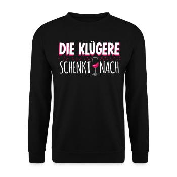 Wein Rotwein Weißwein Weinliebhaber - Unisex Pullover - Schwarz - Vorne - Alina (178cm) & Michal (187cm)