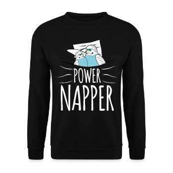 Sleeping Tired Bird Sleep Shirt - Unisex Sweatshirt - black - Front - Alina (178cm) & Michal (187cm)