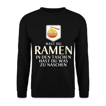 Ramen Nudelsuppe Tasche Anime Nudeln - Unisex Pullover - Schwarz - Vorne - Alina (178cm) & Michal (187cm)