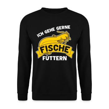 Angler Fischer Angeln Fisch Angel - Unisex Pullover - Schwarz - Vorne - Alina (178cm) & Michal (187cm)