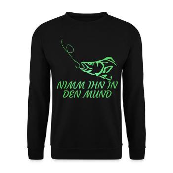 Angeln Fisch Angel Angler Fischer - Unisex Pullover - Schwarz - Vorne - Alina (178cm) & Michal (187cm)