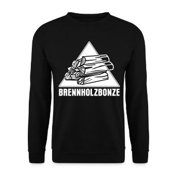 Brennholz Feuerholz Kamin Lagerfeuer - Unisex Pullover - Schwarz - Vorne - Alina (178cm) & Michal (187cm)