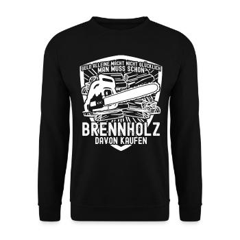 Feuerholz Kamin Lagerfeuer Brennholz - Unisex Pullover - Schwarz - Vorne - Alina (178cm) & Michal (187cm)