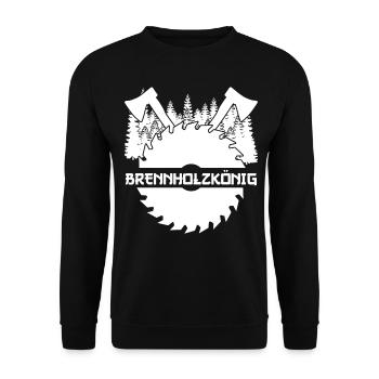 Brennholz Feuerholz Kamin Ofen Feuer - Unisex Pullover - Schwarz - Vorne - Alina (178cm) & Michal (187cm)