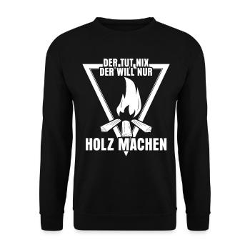 Brennholz Feuer Holz Feuerholz Kamin - Unisex Pullover - Schwarz - Vorne - Alina (178cm) & Michal (187cm)