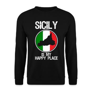 Sizilien Italien Flagge Sicilia - Unisex Pullover - Schwarz - Vorne - Alina (178cm) & Michal (187cm)