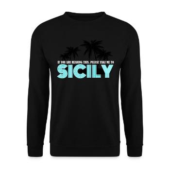 Urlaub in Sizilien - Unisex Pullover - Schwarz - Vorne - Alina (178cm) & Michal (187cm)
