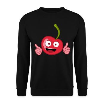 Cerises Pouces vers le haut Cerise - Sweat-shirt Unisexe - noir - Devant - Alina (178cm) & Michal (187cm)