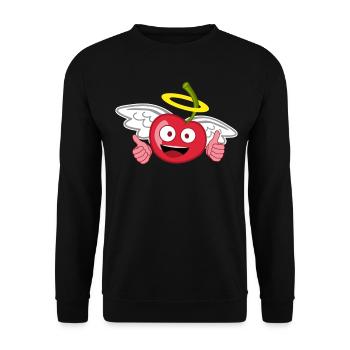 Kirschen Engel Heiligenschein Kirsche - Unisex Pullover - Schwarz - Vorne - Alina (178cm) & Michal (187cm)