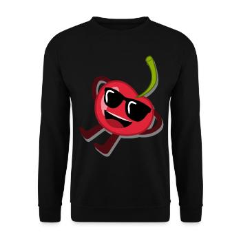 Cherry with sunglasses Cherries - Unisex Sweatshirt - black - Front - Alina (178cm) & Michal (187cm)