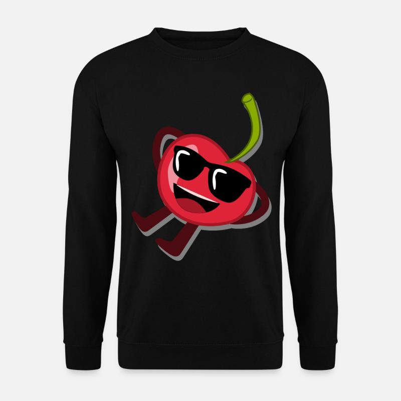 Kirsche mit Sonnenbrille Kirschen - Unisex Pullover - Schwarz