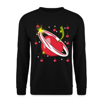 Cherry in space Cherries - Unisex Sweatshirt - black - Front - Alina (178cm) & Michal (187cm)