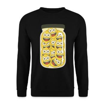 Zitronen im Glas Zitrone - Unisex Pullover - Schwarz - Vorne - Alina (178cm) & Michal (187cm)