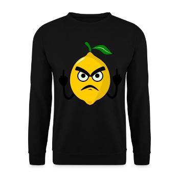 Zitronen Mittelfinger Zitrone - Unisex Pullover - Schwarz - Vorne - Alina (178cm) & Michal (187cm)