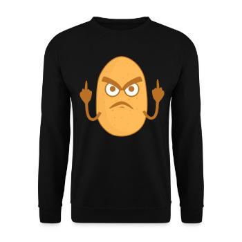 Kartoffel Mittelfinger Kartoffeln - Unisex Pullover - Schwarz - Vorne - Alina (178cm) & Michal (187cm)