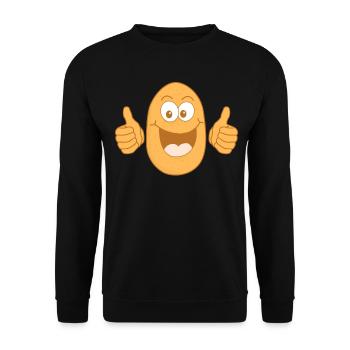 Kartoffel Daumen hoch Kartoffeln - Unisex Pullover - Schwarz - Vorne - Alina (178cm) & Michal (187cm)