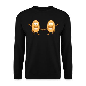 Kartoffel tanzen Boogie Woogie - Unisex Pullover - Schwarz - Vorne - Alina (178cm) & Michal (187cm)