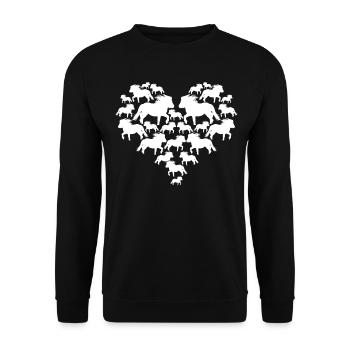 Shetlandpony Herz Reiten Pferde Shetty - Unisex Pullover - Schwarz - Vorne - Alina (178cm) & Michal (187cm)