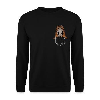 Shetlandpony Hemdtasche Shetty - Unisex Pullover - Schwarz - Vorne - Alina (178cm) & Michal (187cm)