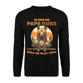 Papa Ours 3 Enfants Lunettes Cool - Sweat-shirt Unisexe - noir - Devant - Alina (178cm) & Michal (187cm)