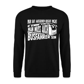 Busfahrer Witz Linienbus - Unisex Pullover - Schwarz - Vorne - Alina (178cm) & Michal (187cm)