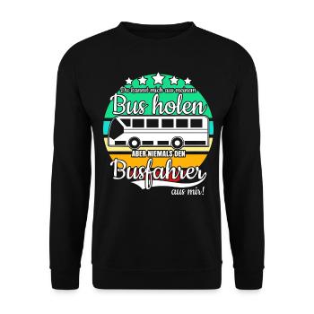 Linienbus Bus Busfahrer - Unisex Pullover - Schwarz - Vorne - Alina (178cm) & Michal (187cm)