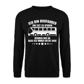 Busfahrer Linienbus Bus Busfahrerin - Unisex Pullover - Schwarz - Vorne - Alina (178cm) & Michal (187cm)