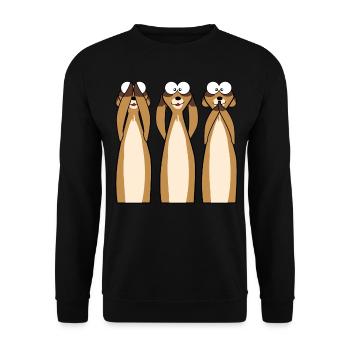 Meerkats instead of 3 monkeys - Unisex Sweatshirt - black - Front - Alina (178cm) & Michal (187cm)