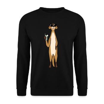 Meerkat with cocktail sunglasses - Unisex Sweatshirt - black - Front - Alina (178cm) & Michal (187cm)