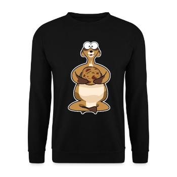 fat meerkat with biscuit - Unisex Sweatshirt - black - Front - Alina (178cm) & Michal (187cm)