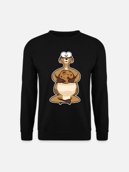 fat meerkat with biscuit - Unisex Sweatshirt - black